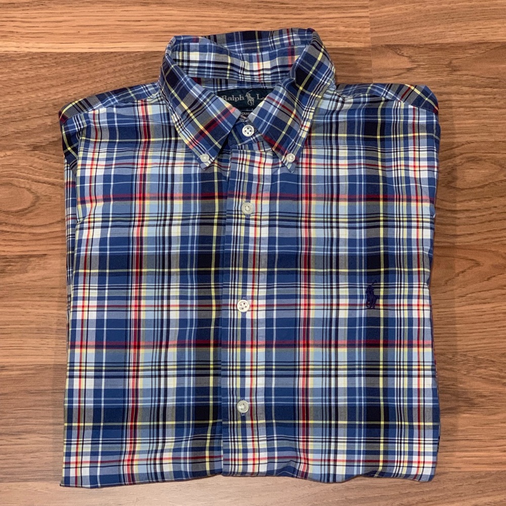 Ralph Lauren Plaid L/S Casual Dress Shirt Sz Large
